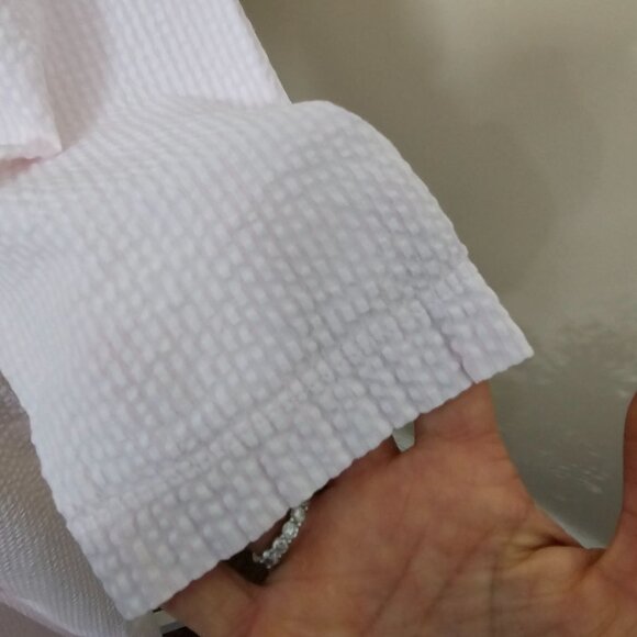 Vintage Barbizon Long Embroidered Nightgown Pajamas Pink White Seersucker Size S - Picture 13 of 16